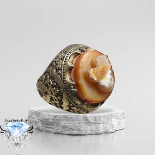 انگشترمردانه عقیق سه پوست کاروینگ دستی کوروش کبیر