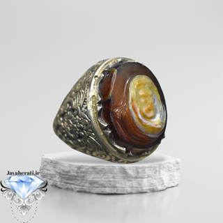 انگشترمردانه عقیق کاروینگ دستی شمایل